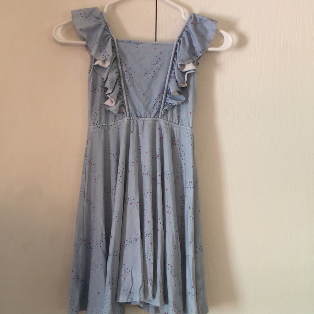 Girls' Blue Ruffle stretchy Dress - Picture 7 of 8